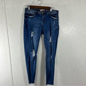 Wax Jean Women's Ripped Denim Skinny Jeans Pucker in front